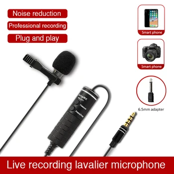 Mikrofonas MB-Q01 6m Clip-on Lavalier Mini Audio 3.5 mm Jack Apykaklės Kondensatoriaus Atvartas Mic įrašymo Canon 