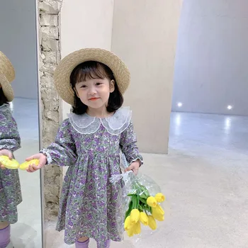 MILANCEL 2021 m. Pavasarį Naują Vaikai Suknelė Saldus Gėlių Mergaičių ilgomis Rankovėmis Suknelė