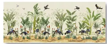 Milofi užsakymą 3D tapetai, freskos viduramžių ranka-dažytos atogrąžų augalai, gėlės ir paukščiai, fonas, tapetai sienų apdaila