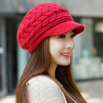 Mingjiebihuo Naują skrybėlę rudens ir žiemos korėjos moterų, mergaičių mados triušio kailio, vilnos skrybėlę šiltas earmuffs dėvėti megzti skrybėlę kietas skydeliai