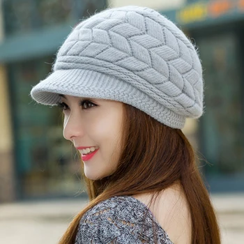 Mingjiebihuo Naują skrybėlę rudens ir žiemos korėjos moterų, mergaičių mados triušio kailio, vilnos skrybėlę šiltas earmuffs dėvėti megzti skrybėlę kietas skydeliai