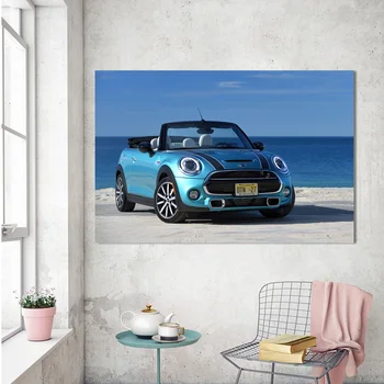 Mini Cooper Namų Dekoro Mėlyna Automobilių Modulinės Plakatas Nuotraukos Sienos Menas Drobė Mielas Ežero Spausdinti Tapyba Kambarį Šiuolaikinio Meno Kūrinius