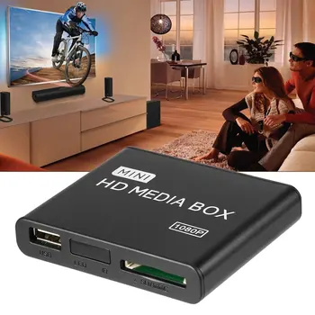 Mini Full 1080p HD Media Player Lauke MPEG/MKV/H. 264 HDMI suderinamus AV, USB + Nuotolinio Paramos MKV / RM-SD / USB / SDHC / MMC HDD