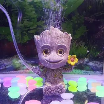 Mini Gražių Animacinių Filmų Medžio Vyras Akvariumo Žuvų Bakas Žaislas Urvas Akmens Ornamentu Dervos Deguonies Oro Siurblys Vandens Sodo Puošmena