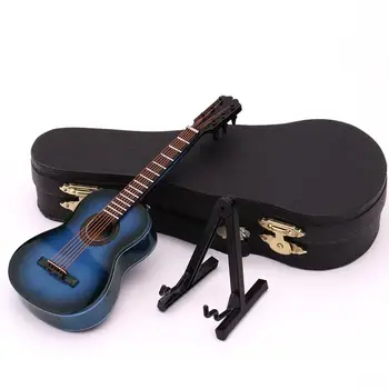 Mini Klasikinės Gitaros Modelis Mediniai Miniatiūrinė Gitara Ekranas Muzikos Instrumentas, Apdailos Dovana su Byla Stendas