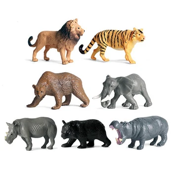 Mini Laukinių Gyvūnų Veiksmo ir Žaislai Pav 12PCS/Set Tigras, Meška Orangutan Zebra Gyvūnijos Kolekcija PVC Modelis Kolekcines Už Vaikas Dovana