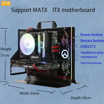 Mini MATX PC Bandymų Stendo Rankenos Nešiojimo Kompiuterio Vandeniu Aušinamas Atidaryti Rėmelį Tuning Atveju HTPC remiami Nepriklausomi Grafika Kortelės