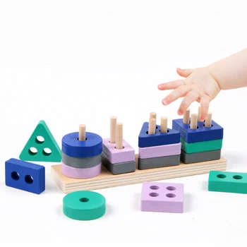 Mini Mediniai Montessori Žaislas Blokai Ankstyvasis ugdymas Švietimo Žaislai, Spalvos, Formos Rungtynės Pažinimo Vaikams Žaislas Berniukams, Mergaitėms