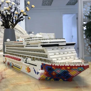 Mini Pastatas, Micro Blokai vienas gabalas Prabanga Kruizinių Lainerių Piratų Laivas Didelis Baltas Valtis 3D Modelį 