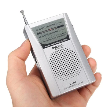 Mini Sidabro Portable LED AM/FM Teleskopinė Antena, Radijas, Garsiakalbis, Mažas Energijos Suvartojimas Radijo Imtuvas