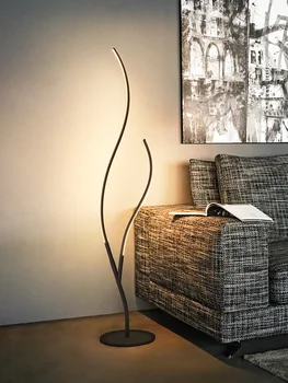 Minimalistinis LED grindų lempa vertikaliai lempos Šiaurės šalių Šiuolaikinio gyvenimo kambario LED juodas / baltas aliuminio stovi lempos Lamparas apdaila