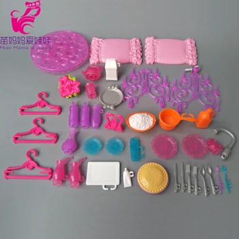 Mininature Modeliavimas BJD lėlės Virtuvės puodai ir keptuvės patiekalų akinius, pakabos, stalo įrankiai barbie lėlės
