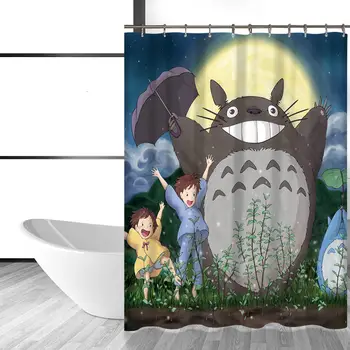 Miracille Totoro Animacinių filmų Mielas Dušo Užuolaidos Vonios kambarys Dekoro Vonios Užuolaidos Vandeniui Poliesterinio Audinio Vaikas Užuolaidų 12hooks