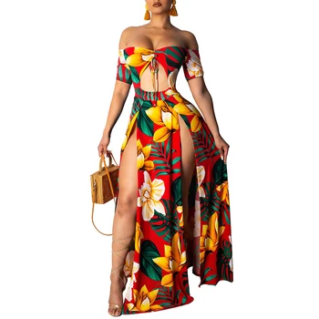 MISSJOY Vasaros Suknelės Moterims 2020 M. Šalies Paplūdimys Off Peties Tuščiaviduriai Iš spalvotų Maxi Skraiste Gėlių Spausdinti Moterų Vestido Naujas