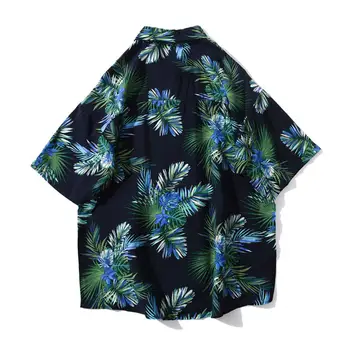 MISSKY Moterų, Vyrų marškinėliai Retro Trumpas rankovėmis Marškinėliai Gėlių Spausdinti Havajai Prarasti Paplūdimys Pora trumparankoviai Mados Marškinėliai