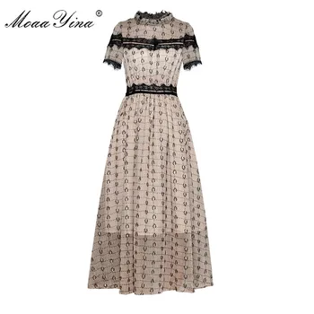 Moaa Yina Mados kilimo ir tūpimo Tako suknelė Pavasario Vasaros Moterų Suknelė trumpomis rankovėmis Nėrinių Juostele Suknelės