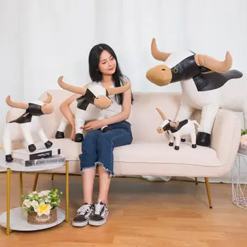 Modeliavimo Mielas Karvių Pliušiniai Žaislai Sofa Dekoro Įdaryti Realus Gyvūnų Lėlės, Minkšti Galvijų Pagalvę Vaikams Mergaitės Gimtadienio Dovana