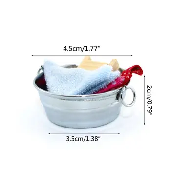 Modeliavimo Mini Washtub Plovimo Talpą Skalbimo Lenta 1:12 Miniatiūriniai Lėlių Priedai Amatų, Žaislų, Apdailos Vonios Kambarys