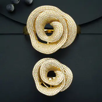 ModemAngel Aukštos Kokybės Geometrijos Turas Bangle Žiedas Nustatyti, Moterų Nuotakos Suknelė Elegantiškas Vestuvių Papuošalai