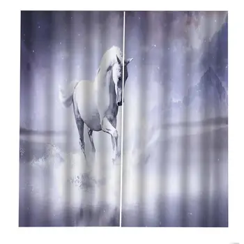 Moder Meno Aliejaus tapybai kraštovaizdžio Gyvūnų Arklių Užuolaidų Didelis Langas, svetainė, Vaikų kambarys skėtį nuo saulės Užtemdymas Portjeras Rinkiniai