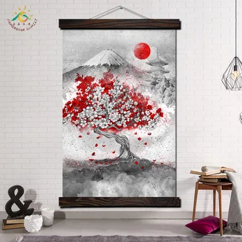 Modernios Sienos Meno drobės įrėminti Plakatai ir Spausdina Pažymėkite Drobės Tapybos Sienos Nuotraukas Kambarį Mount Fuji Cherry Tree