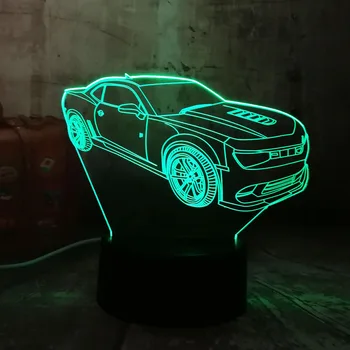 Modernus 3D Automobilių Naktį LED RGB Šviesos 7 Spalvų Keitimas USB Touch Miegamasis Stalo Lempa Namų Šaliai Dekoro Berniukas Vaikai lempa Vaikų Diena