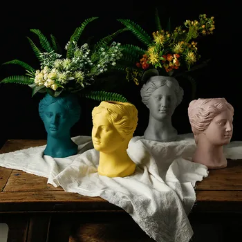 Modernus Nordic kūrybinis Portretas Vaza Žmogaus galva Dekoratyviniai dekoratyviniai Keramikos Venera Vaza Namų dekoro priedai Vestuvių Dovana