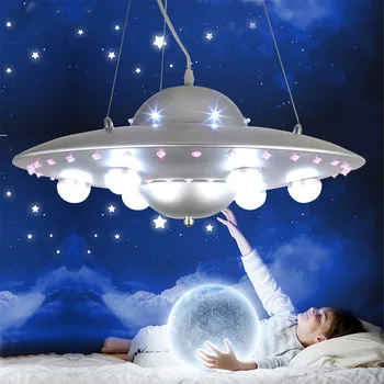Modernus Nordic Kūrybiškumą Nuotolinio Valdymo UFO Sieniniai šviestuvai Kabo Lempa, Mėlyna, Sidabro Pakabukas Lempos, Vaikams, Vaikai, Berniukas Miegamasis