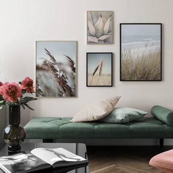 Modernus Nordic Style Augalų Žolės, Nendrių Gėlių Gamtos Kraštovaizdžio Plakatas Drobė Spausdinti Sienos Meno Tapybos Apdailos Nuotrauką Namų Dekoro