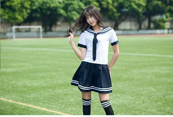 Mokyklos vienodos Studento uniformą, kaklaraištį, Sailor kostiumas nustatyti Lentelės kostiumas Japonijos mokyklinę uniformą Mergina Vasaros