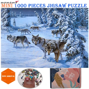 MOMEMO Vilkas Sniego Dėlionės Paveikslėlį Galvosūkiai Suaugusiųjų 1000 Vienetų Medinių Montavimas Galvosūkiai, Žaislai Gyvūnų Puzzle Žaidimai Gražus Dovanos