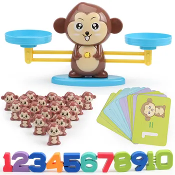 Montessori Matematikos Rungtynės Žaislas stalo Žaidimas, Ruda Beždžionė Pusiausvyros Skalės Skaičius Pusiausvyrą Žaidimas Kūdikių Mokymosi Pridėti ir Atimti