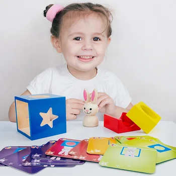 Montessori Mediniai Magic Box Žaidimą Vaikams Švietimo Žaislai Vaikams Ankstyvo Mokymosi 3D Mediniai Blokai Gimtadienio Dovanos