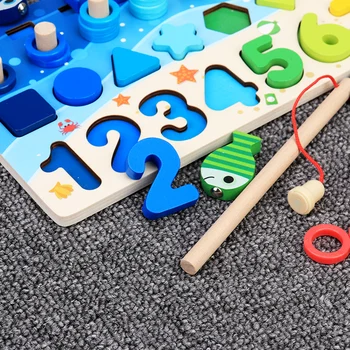 Montessori Vaikų Švietimo Mediniai Žaislai Užimtas Valdybos Matematikos Žvejybos Ikimokyklinio Mediniai Montessori Žaislas Skaičiavimo Geometrinis Žaislai