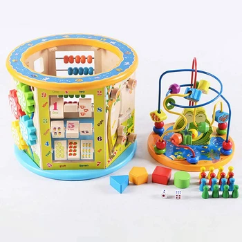 Montessori Švietimo Žaislas, Medinės 8 1 Daugiafunkcinė Veikla Kubo Centro Kūdikio Žaislai Pažinimo Formos ir Spalvos Gimtadienio Dovana