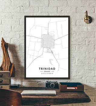 Montevidėjas Trinidadas Ir Tobagas Urugvajus Žemėlapis Plakatas