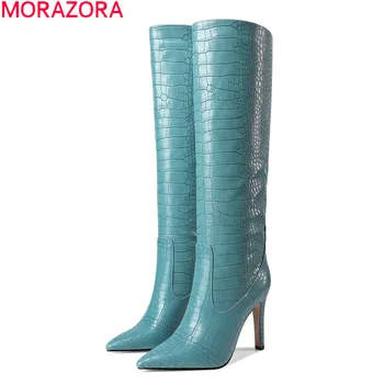 MORAZORA 2020 Didelis dydis 34-43 moterų batai seksualus ekstremalių aukšti kulniukai pažymėjo tne ponios batai žiemai 5 spalvas kelio ilgi batai