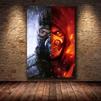 Mortal Kombat Žaidimo Plakatą, Dekoruoti Tapyba ant HD Drobės Drobės Tapybos Mortal Kombat Plakatas Sienos Menas Drobė
