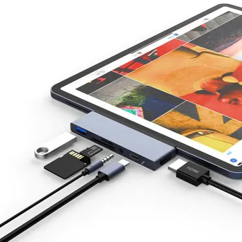 Mosible USB C Hub HDMI Adapteris su USB-C PD TF, SD, USB 3.0 3.5 mm Jack Port USB C Tipo Dock for iPad Pro 2020 