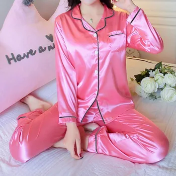 Moterims, 2 Vnt Šilko Pyjama Nustatyti Pižama Trumpomis Rankovėmis Chalatas, Sexy Juosmens Kelnes Pižama Laukinių Homewear Ponios Sleepwear Naktį Kostiumas