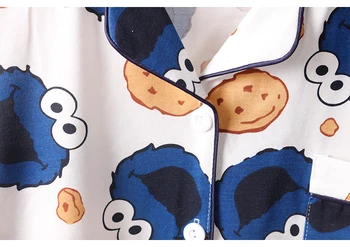 Moteris Mielas Animacinių filmų Spausdinti Pajama Nustatyti Turn-žemyn Apykaklės ilgomis Rankovėmis Pižamą Ponios Pavasario Sleepwear Namų Drabužių