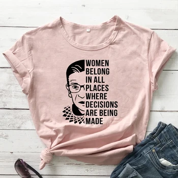 Moterys Priklauso Visas Vietas, T-marškinėliai Madinga Feminizmas Protesto Marškinėlius Atsitiktinis Vasaros Trumpos Rankovės Grafinis Feminizmo Balsuoti Tee Viršų