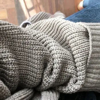 Moterys, rudens, žiemos, derliaus šiltas megztas ilgas megztinis pilkos spalvos ilgomis rankovėmis mezgimo korėjos streetwear laisvalaikio džemperis džemperis 2020 m.