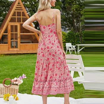 Moterys Vasarą Boho Suknelė 2020 Prarasti Rankovių Atostogų Gėlių Spausdinti Ilgas, Maxi Suknelė Vakare Šalies Paplūdimio Suknelės Vestidos#J30