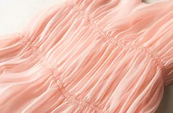 Moterų 100 Šilko suknelė, Paplūdimio suknelė, Natūralaus Šilko Pasakų Rožinė suknelė su V-kaklo Atostogų vasaros suknelės Karšto Nemokamas Pristatymas