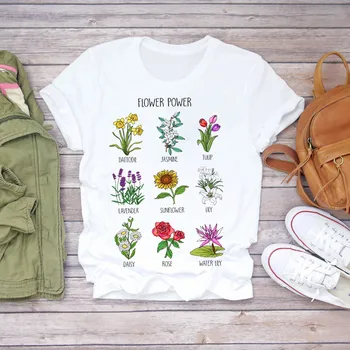 Moterų 2020 m. Vasarą trumpomis Rankovėmis Gėlių Gėlių, T-marškinėliai, Moteriški Vyriški Grafinis Moterų Spausdinti Streetwear Viršuje Tee Moterų Drabužiai