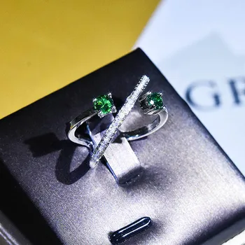 Moterų 925 Sidabro Smaragdas Cross Wrap Atidaryti Sužadėtuvių Žiedas, Vestuvių Dovana, Juvelyriniai dirbiniai Didmeninė Žiedas