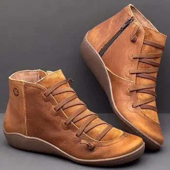 Moterų batai ponios batai moteris pu oda moterų batai rudens-žiemos kryžiaus strappy derliaus moterų batai botas mujer batai