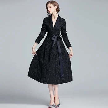 Moterų Elegantiškas Midi Suknelė prancūzų Stiliaus Žakardo Audimo Naujas Populiarus Vestidos 2020 M. Rudenį Užimantys Office Ponios Prabangos Suknelės