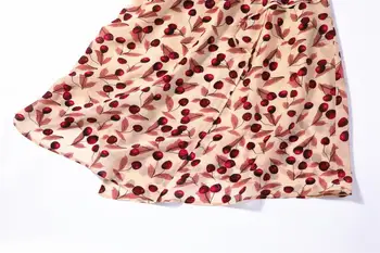 Moterų Gryno Šilko Šifono Šilko Bžūp Rankovėmis Dviejų Sluoksnių mielas vyšnių Ilgai Wrap Dress M L XL JN417